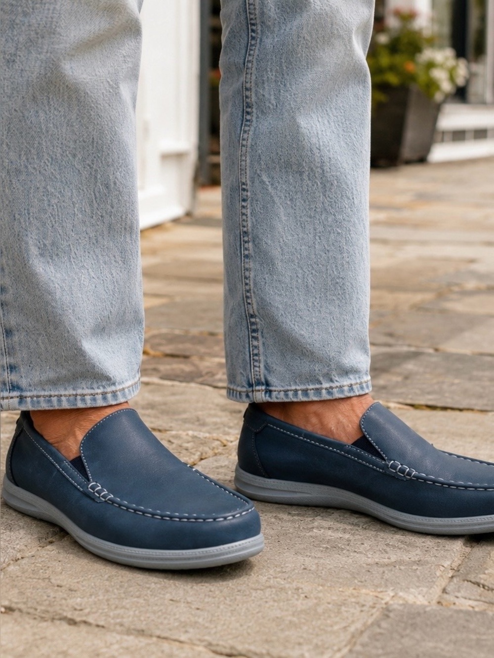 Samuel Hubbard Blue Skies Leather Slip On Loafers Shoes Blue Mens 8.5